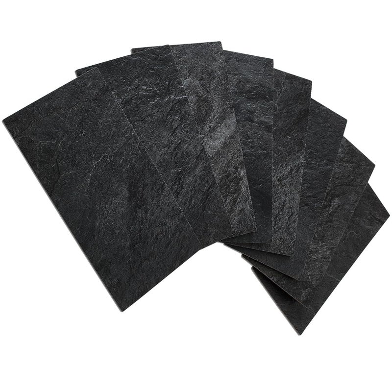 AULIGET 100 Piece Black Slate Peel and Stick Backsplash Wall Tiles, 3" x 6" PVC Faux Stone Stick on Tiles for Backsplash Kitchen, Bathroom, Laundry Room, Camper, Fireplace - Image 1