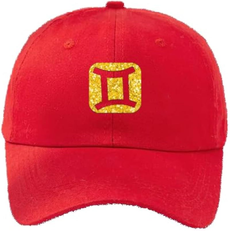 CAP (RED) Golden logo for men and women with sun protection.sports cap with distinctive shapes(Gemini) (118)