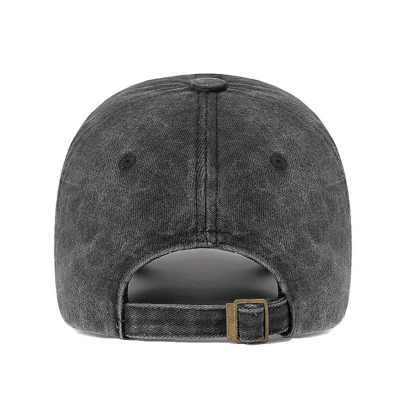 Five-star Patch Washed Baseball Cap, Cotton, Adjustable - Image 4