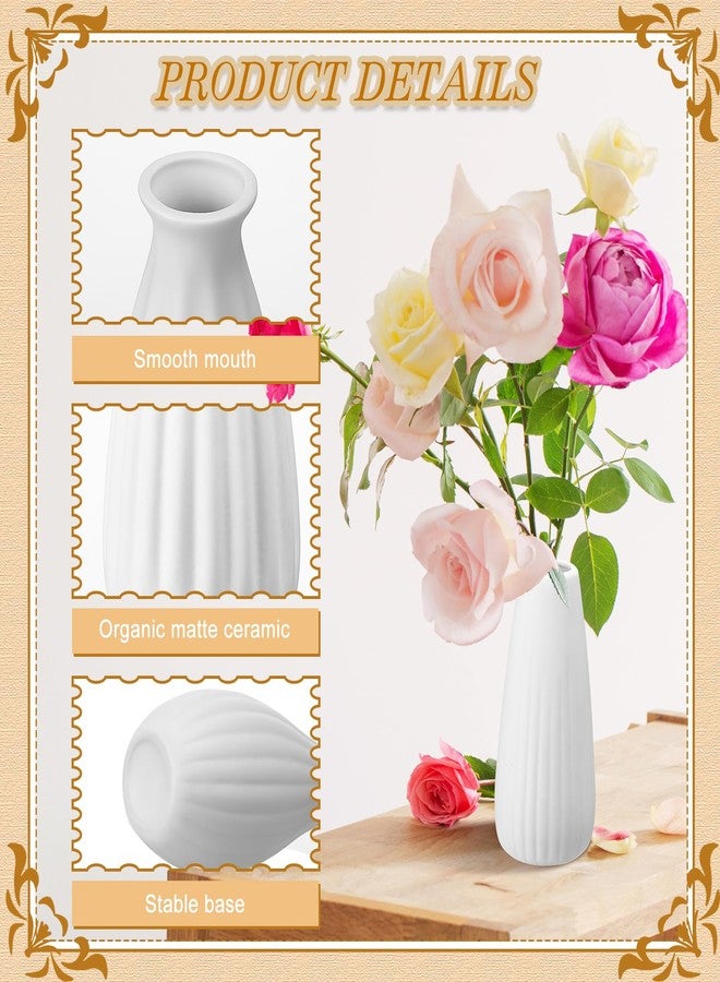 Yaomiao 16 Set White Ceramic Bud Vase Bulk 5 Inch Boho Small Pampas Grass Flower Vase for Wedding Table Centerpieces Decoration Boho Home Decor DIY Gift, 8 Styles (Classic) - Image 3
