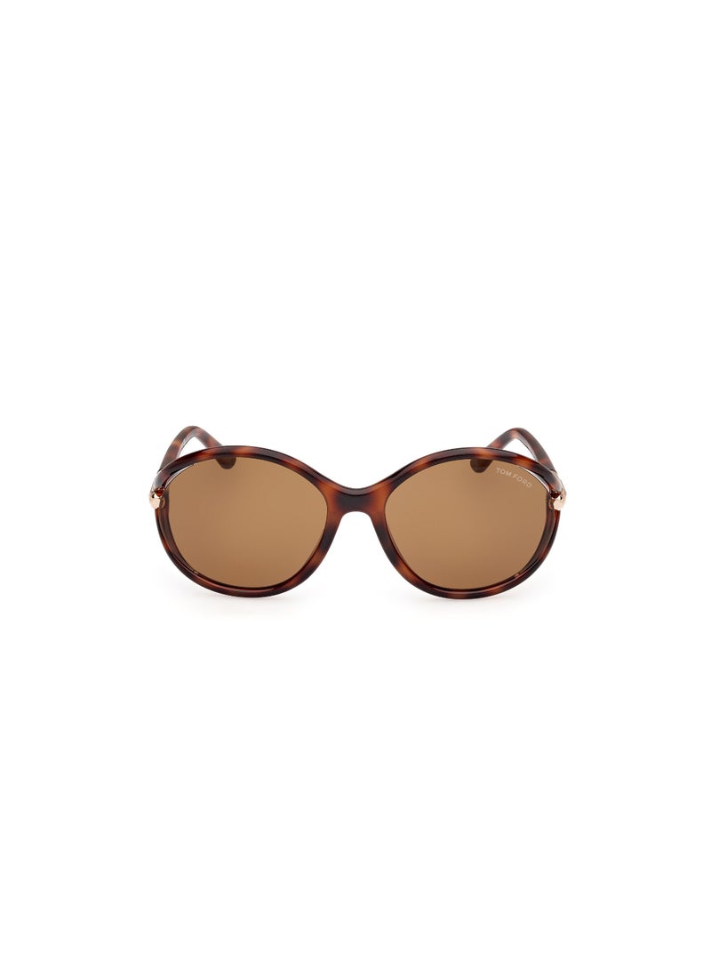 TOM FORD Women's Round Shape  Sunglasses FT109053E59 Lens Size: 59 Millimeter - Blonde Havana - Image 2