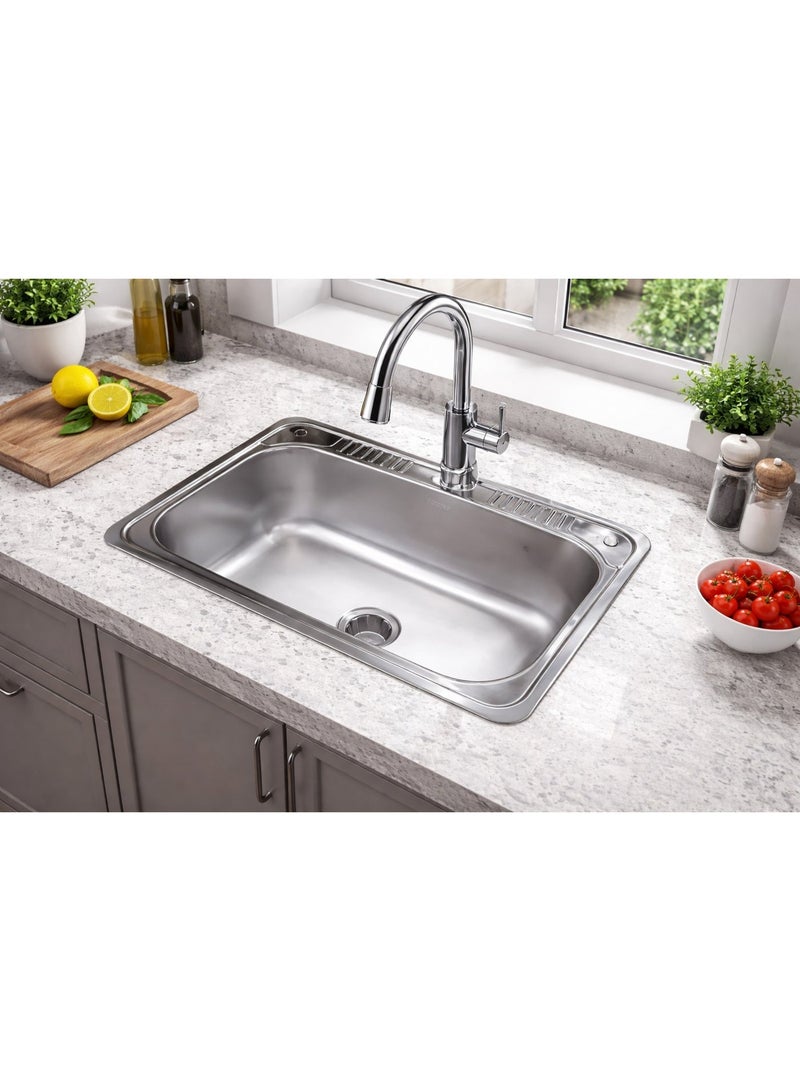 Shams Kitchen sink 50/80 cm with drain, jumbo model for large kitchens - Image 1