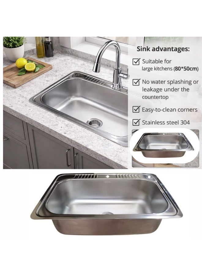 Shams Kitchen sink 50/80 cm with drain, jumbo model for large kitchens - Image 2
