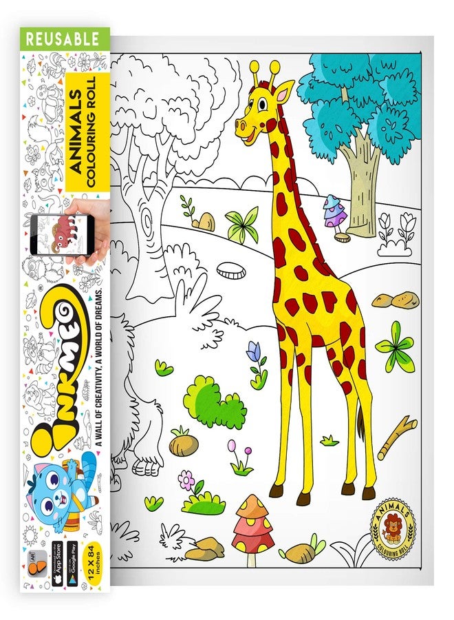 Inkmeo | Animal Wall Colouring Roll | AR Enabled | Interactive Educational Learning Chart | for Kids | of All Ages | Best Gift | Size (6 X 40 Inches) | Wildlife Awareness and Discovery - Image 1