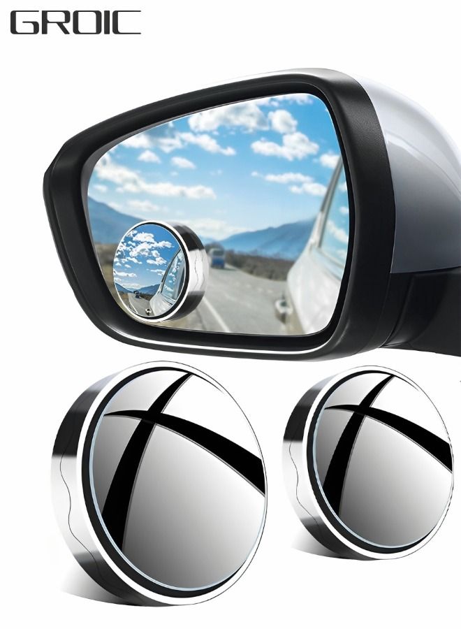 GROIC Blind Spot Car Mirror Truck 2 Pack Round Rear View Mirrors HD 360° Adjustable Wide-angle Suction Cup Design Side Blind spot Convex Universal Fit Auto Exterior Accessories  - Image 1