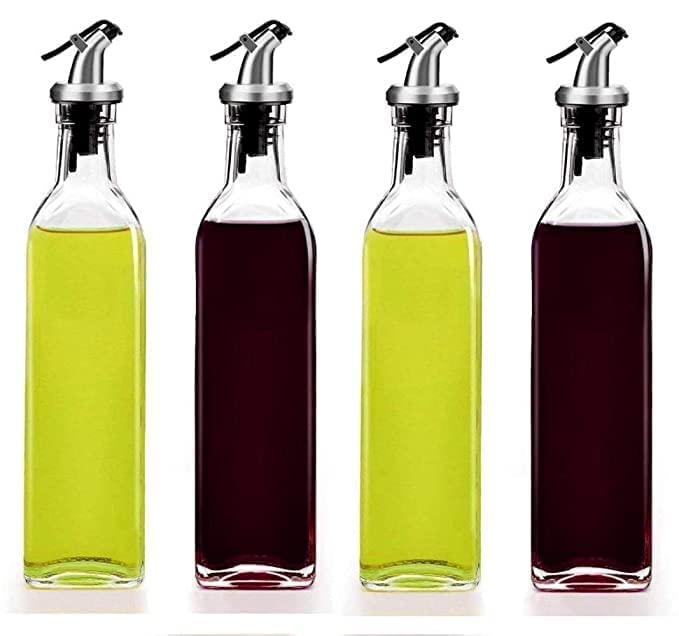 KIDINGTON Oil Vinegar Dispenser Gravy Boat Kitchen Oil Bottle LeakProof Soy Sauce Vinegar Storage Oil BottleOil Dispenser for Kitchen500 ml Bottle4 Pcs - Image 1