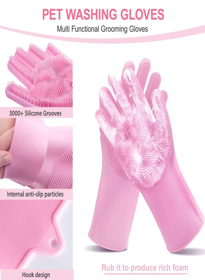 Kemodia 6PCS Pink Dog Washing Kit with Dog Brush, Shampoo Brush, Bath Scrubber,Washing Gloves, 39.7" × 20.5" Towel and Big Toiletries Bag. - Image 5