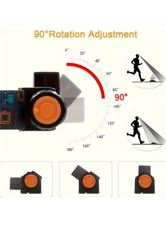 8PCS LED Portable Headlamp USB Rechargeable COB Lightweight Adjustable Headband - Image 4