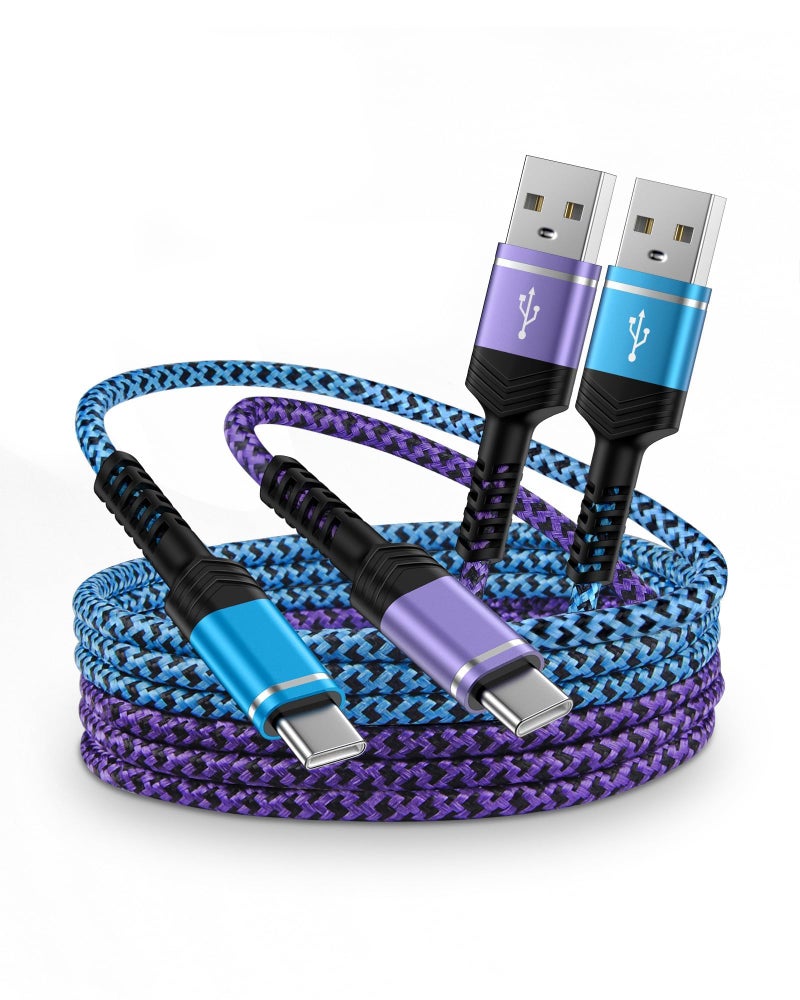 AILKIN 2-Pack USB A to USB C Cable, 6FT Fast Charging Nylon Braided Charger Cord, Type C Charger Cable for iPhone 17/17Pro/Air/16e/16/16Pro/15/15Pro, Samsung Galaxy S25/S24/S23/S22, Google Pixel 10/9/8 Pro - Image 1
