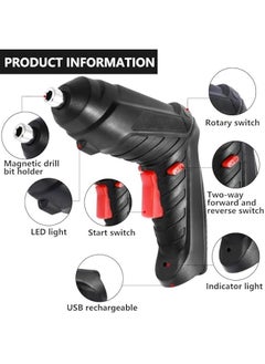 TRASSLE Electric Screwdriver, Cordless Screwdriver 48 PCS Power Screwdrivers Set, 3.6V Rechargeable and Rotating Cordless Electric Screwdriver with Built-in LED Work Light, USB Charging Easy to Use  - Image 4
