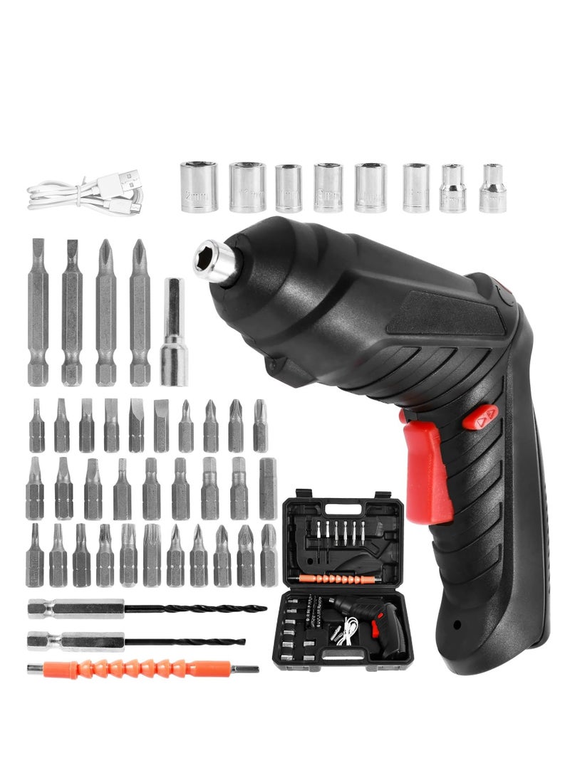 TRASSLE Electric Screwdriver, Cordless Screwdriver 48 PCS Power Screwdrivers Set, 3.6V Rechargeable and Rotating Cordless Electric Screwdriver with Built-in LED Work Light, USB Charging Easy to Use  - Image 1