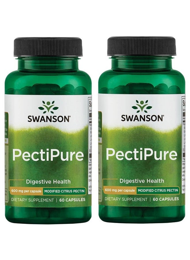 سوانسون بكتين الحمضيات المعدل من Swanson PectiPure - يدعم صحة الجهاز الهضمي وصحة الخلايا - يوفر ما لا يقل عن 82% من حمض الجلاكتورونيك - مكمل صحي طبيعي (60 كبسولة، 600 مجم لكل منها) عبوة من قطعتين - Image 1