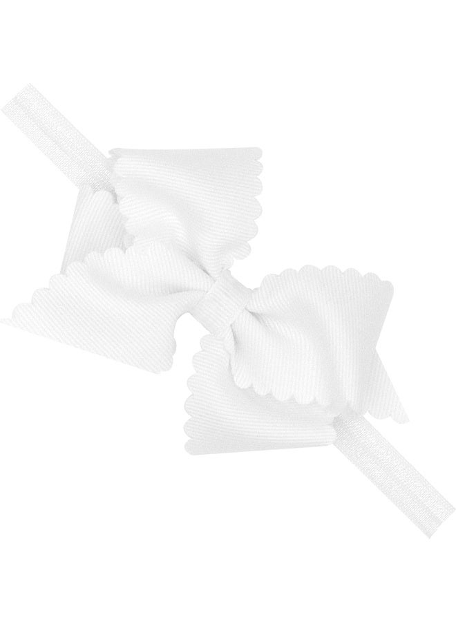 Wee Ones Wee Ones Baby Girl's Extra Small Grosgrain Bow On Matching Elastic Band, 6-24 Months, White  - Image 1
