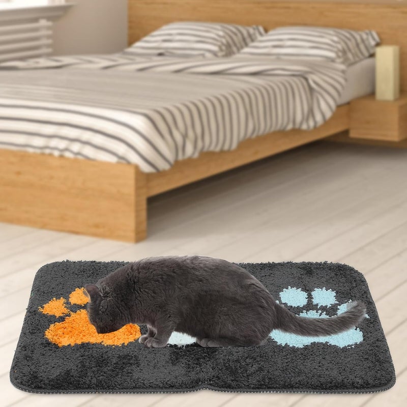 Absorbent Non-Slip Bath Rug 40x60cm Microfiber Water Absorption Mat Pet Door Mat with Three Paw Prints for Bathroom Floor and Indoor Use - Image 2