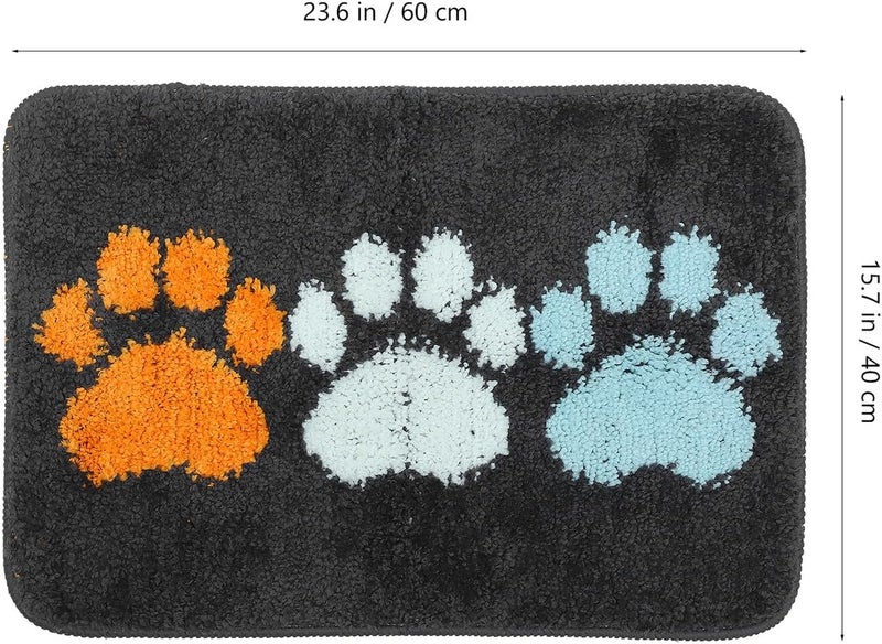 Absorbent Non-Slip Bath Rug 40x60cm Microfiber Water Absorption Mat Pet Door Mat with Three Paw Prints for Bathroom Floor and Indoor Use - Image 3