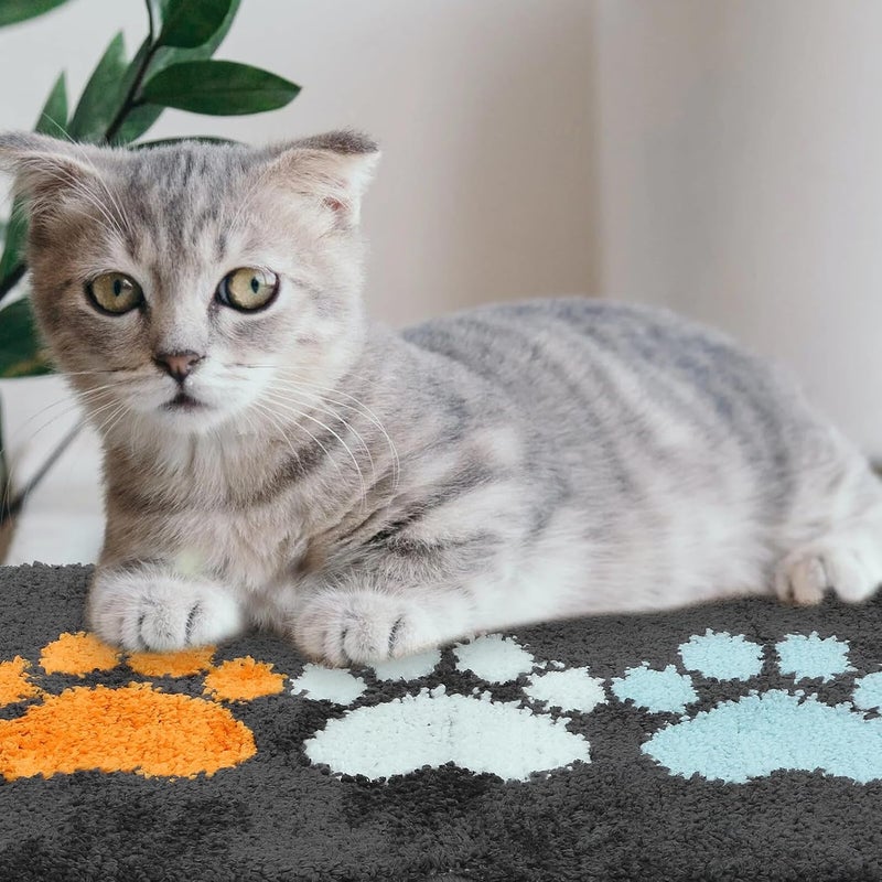 Absorbent Non-Slip Bath Rug 40x60cm Microfiber Water Absorption Mat Pet Door Mat with Three Paw Prints for Bathroom Floor and Indoor Use - Image 5