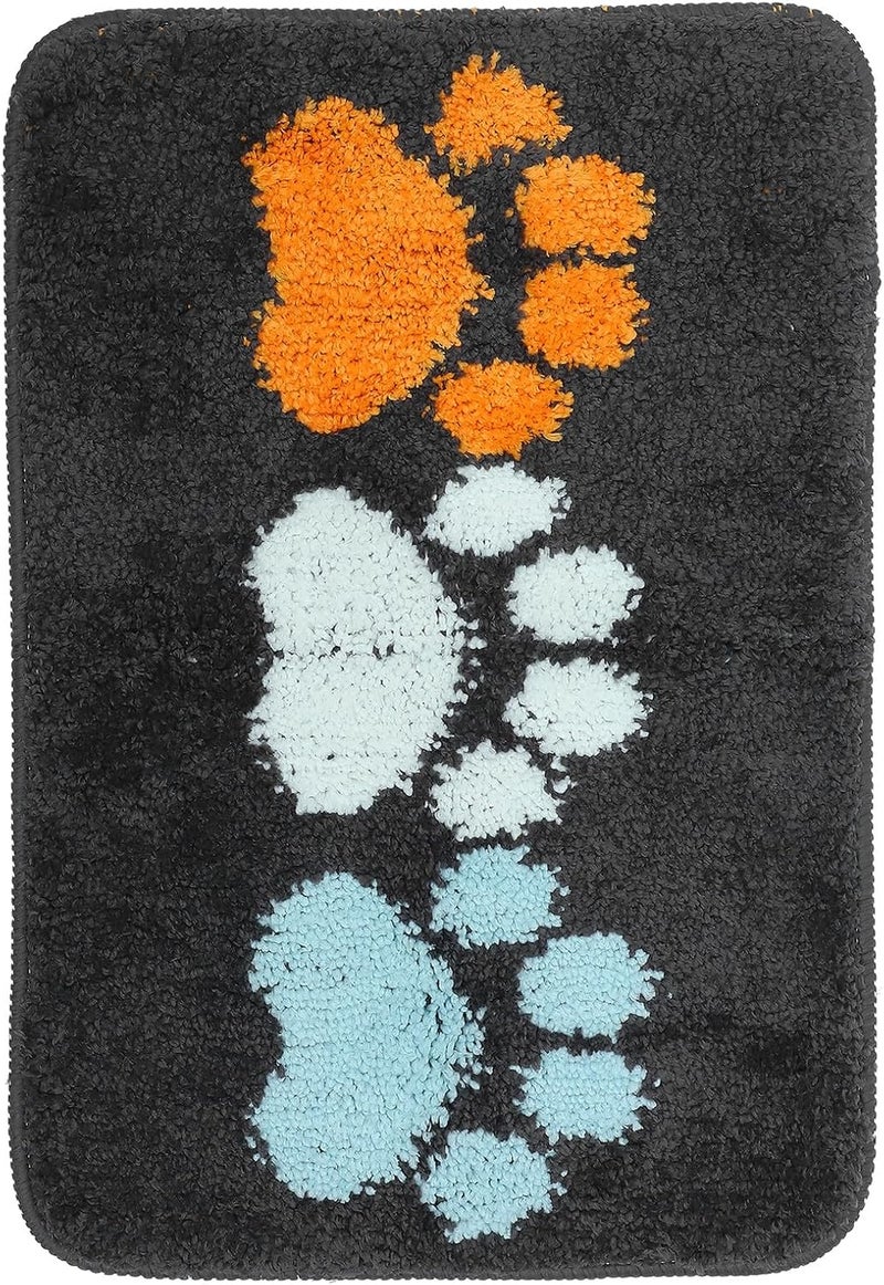 Absorbent Non-Slip Bath Rug 40x60cm Microfiber Water Absorption Mat Pet Door Mat with Three Paw Prints for Bathroom Floor and Indoor Use - Image 1