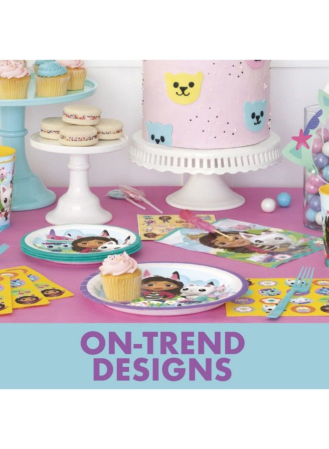 Unique Gabby Dollhouse Party Supplies ; Gabby Dollhouse Party Supplies ; Gabby Doll House Party Supplies ; Officially Licensed ; Banner Tablecover Plates Napkins Button ; Serves 16 Guests  - Image 3