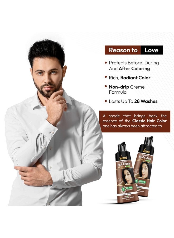 في كير شامبو تلوين الشعر للرجال والنساء، 180 مل، بني غامق | بدون أمونيا | لون شعر يدوم طويلاً | تغطية 100% للشعر الرمادي | لون شعر سهل الاستخدام في المنزل - Image 4