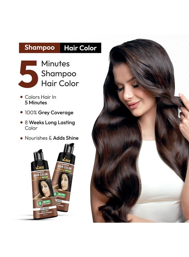 في كير شامبو تلوين الشعر للرجال والنساء، 180 مل، بني غامق | بدون أمونيا | لون شعر يدوم طويلاً | تغطية 100% للشعر الرمادي | لون شعر سهل الاستخدام في المنزل - Image 2