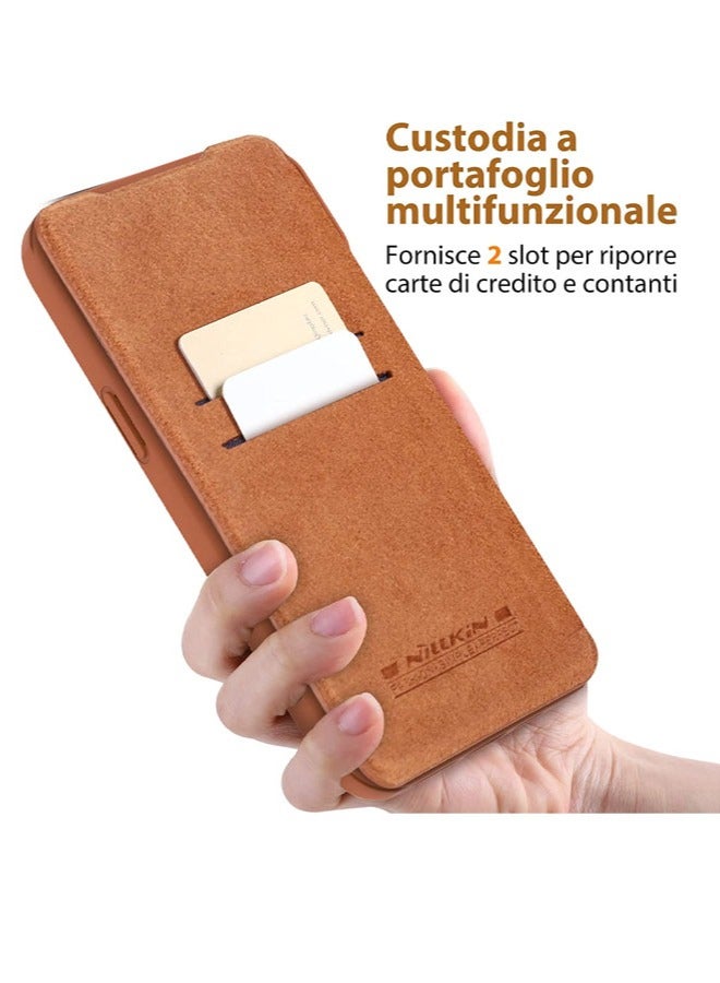 Nillkin iPhone 14 Pro Max Wallet Case with Camera Cover and Card Holder PU Leather Case Flip Cover with Slide Camera Protection 6.7 inch Brown Brown - Image 4