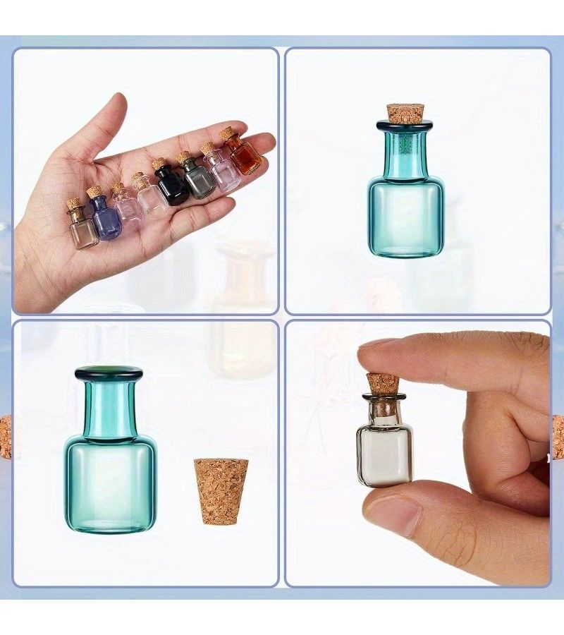 20pcs Mini Square Glass Bottles with Cork Stoppers Random Color for Party Wedding DIY Decor - Image 4