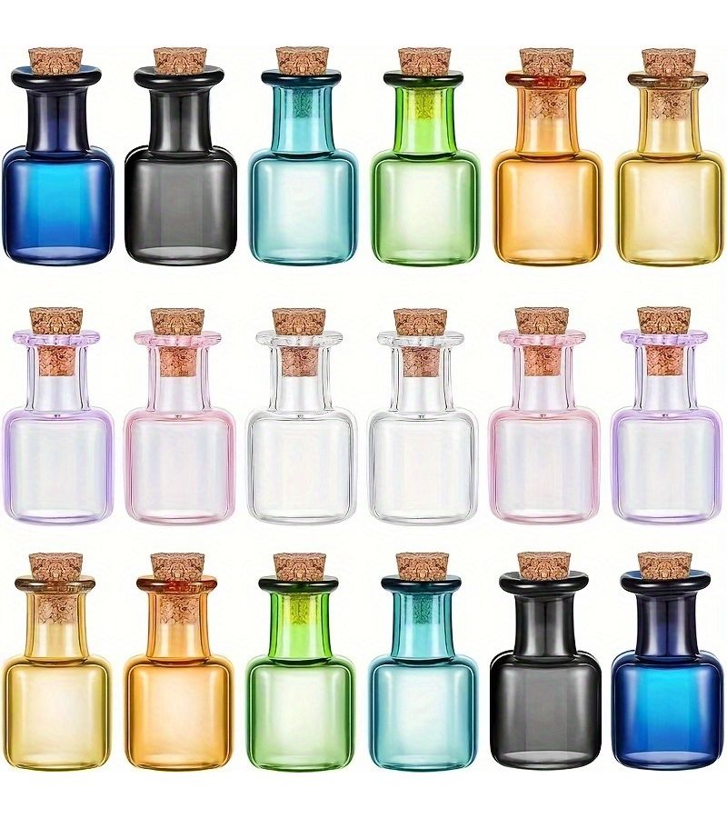 20pcs Mini Square Glass Bottles with Cork Stoppers Random Color for Party Wedding DIY Decor - Image 5