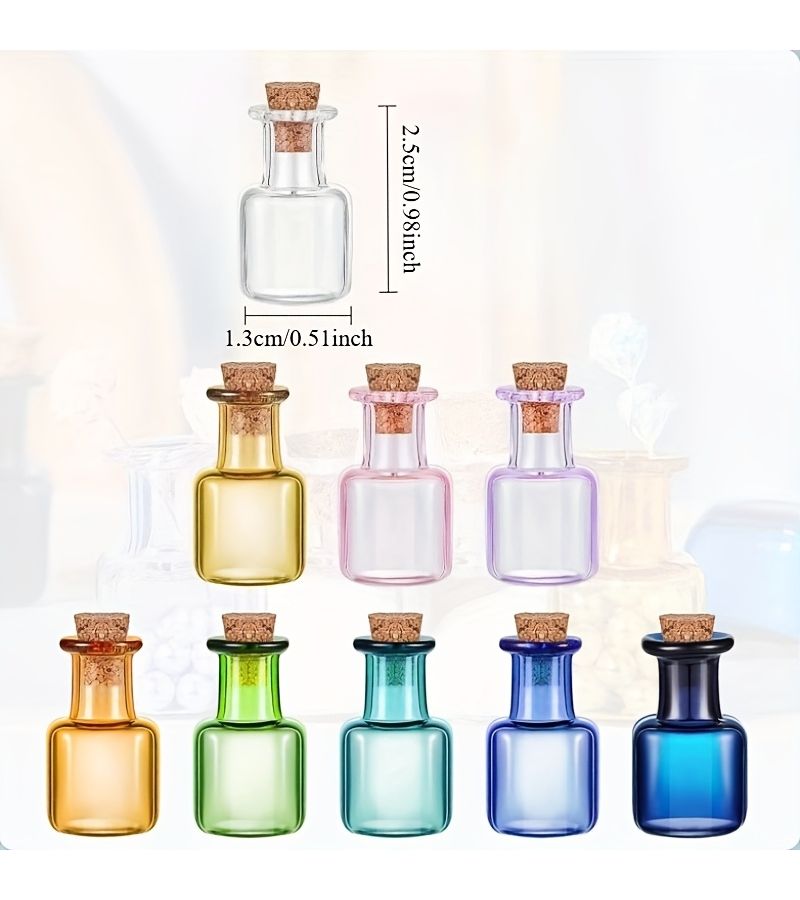 20pcs Mini Square Glass Bottles with Cork Stoppers Random Color for Party Wedding DIY Decor - Image 2