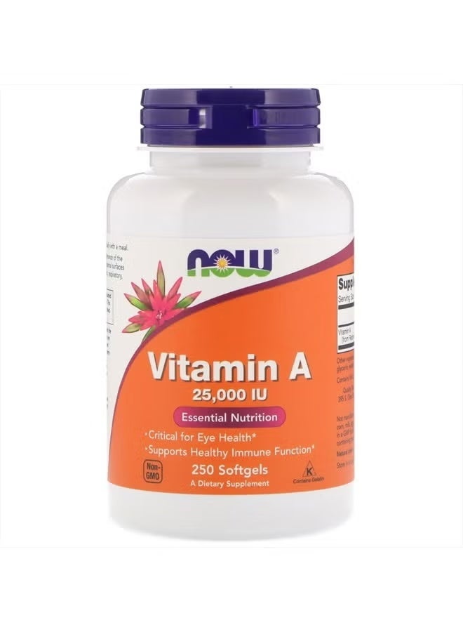 NOW Foods, Vitamin A, 7,500 mcg (25,000 IU), 250 Softgels