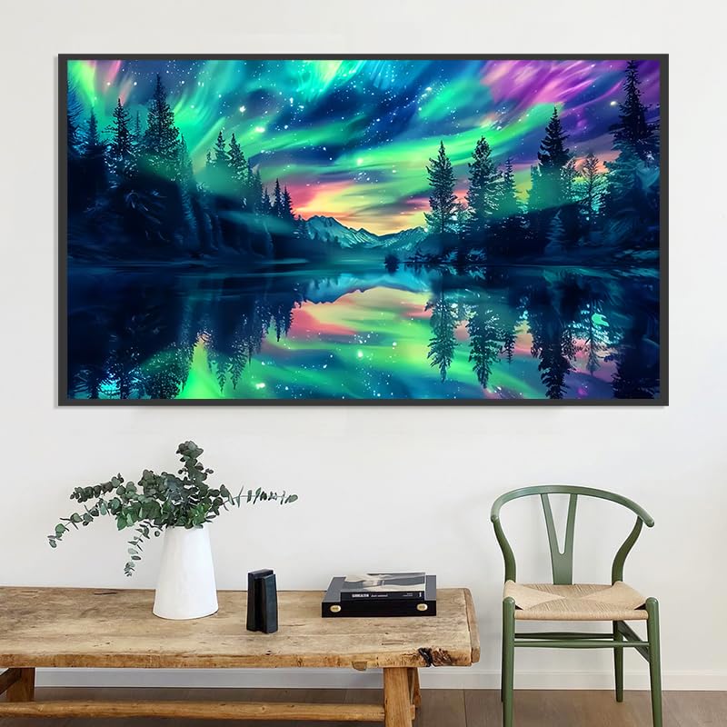 Meothan 5D Diamond Art Kits for Adults Extra Large Diamond Painting Kits for Adults Beginners, DIY Large Size Diamond Gem Art Dots Painting Kits for Home Walls Decor Gifts 27.6x16in (Northern Lights) - Image 4