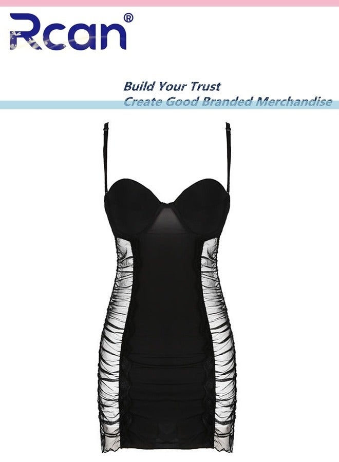Rcan Lingerie For Women One Size Slim Slit Babydoll Backless Sling Dress Ladies Boudoir Outfits Sleepwear Nightwear - Image 4