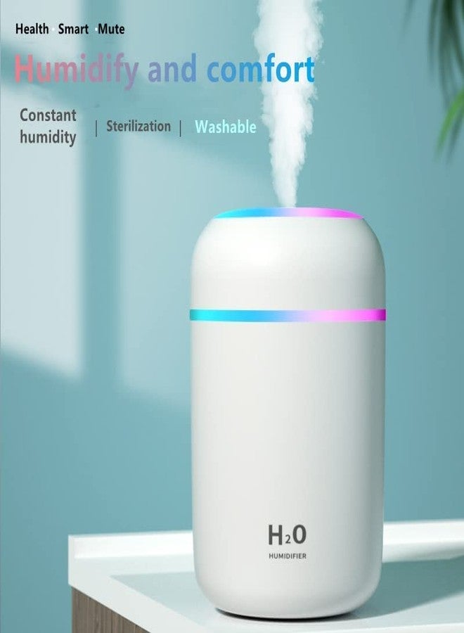 SCILLA Colorful Mini Air Diffuser, 7-Color night lights,USB Humidifier for Car,Desk Humidifier for Office Room,Car&Bedroom Décor(300ml) (White) - Image 2