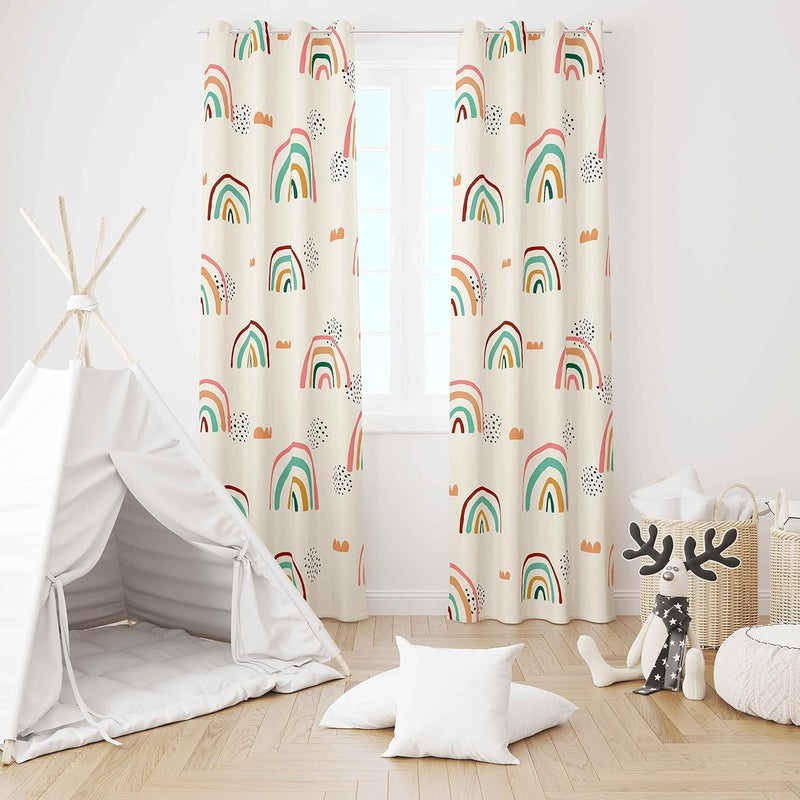 chiinvent Rainbow Curtains for Kids Cute Rainbow Room Darkening Window Curtains Decorative Cartoon Blackout Curtain for Girls Bedroom Nursery, C1, 52" x 96", 2 Panels - Image 3