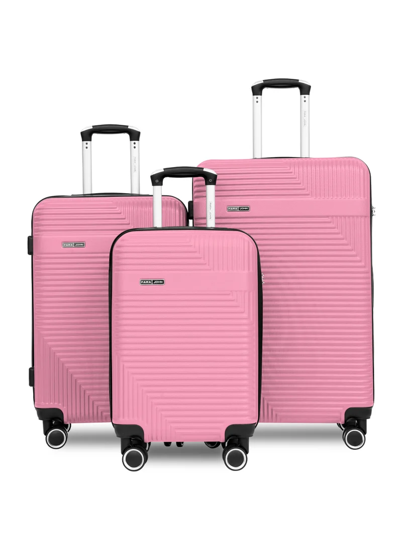 بارا جون Para John Set of 3 ABS Hard Case Luggage Trolley Bags with 8 Spinner Wheels and Lock – Pink (Small, Medium, Large)