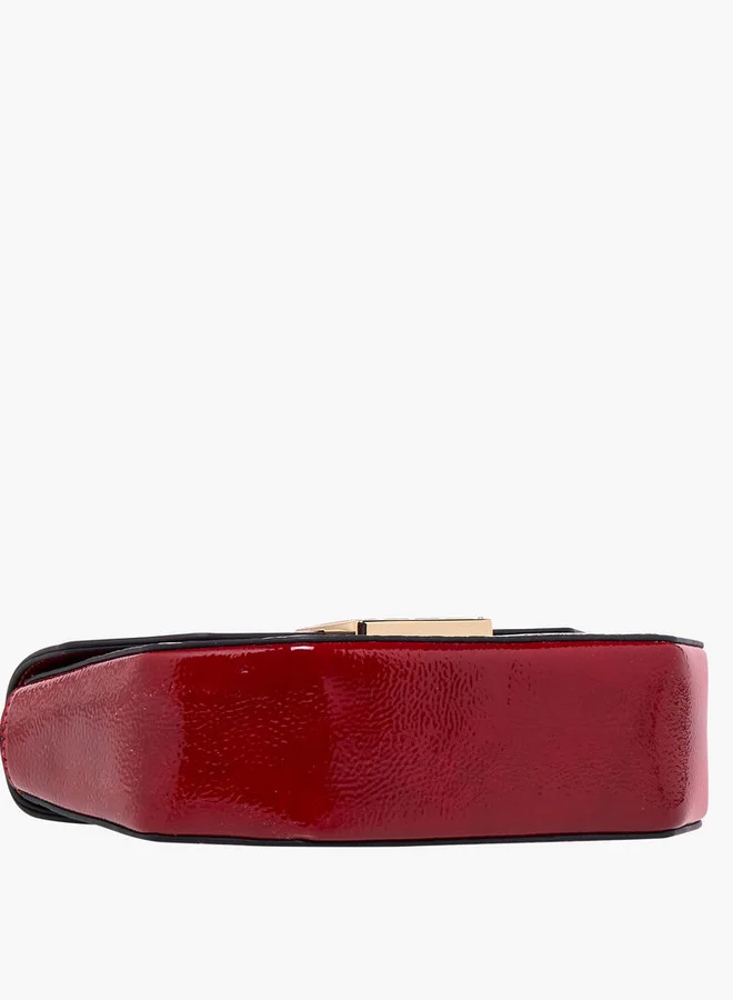 ايل Monogram Embossed Satchel Bag with Grab Handle and Button Closure