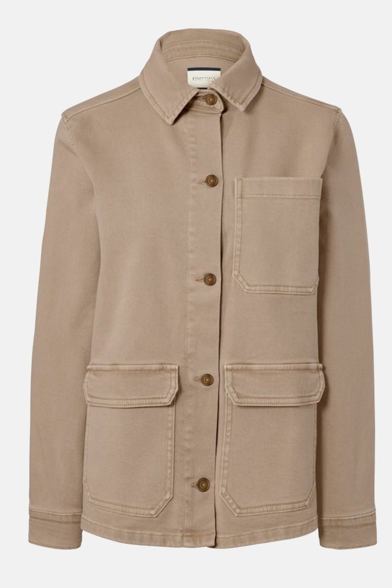 Tchibo Women Spread Collar Washed Denim Jacket, Tan - Image 2