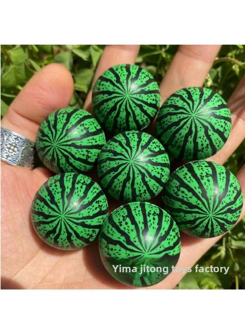 No.32 Bouncing Ball Solid Rubber Bouncing Ball Bouncing Ball Bouncing Ball Bouncing Ball Children's Egg Twisting Machine Toy Set Up In Front Of The School-Color:100 No. 32 Green Watermelon Printed Bouncy Balls