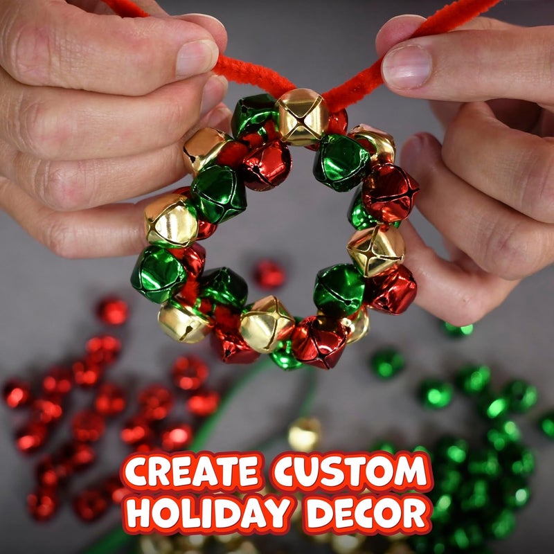 READY 2 LEARN Christmas Crafts | Create Your Own Jingle Bell Wreath Ornaments | Set of 4 | DIY Ornaments for Kids | Christmas Tree Decoration | All Materials Included - Image 4