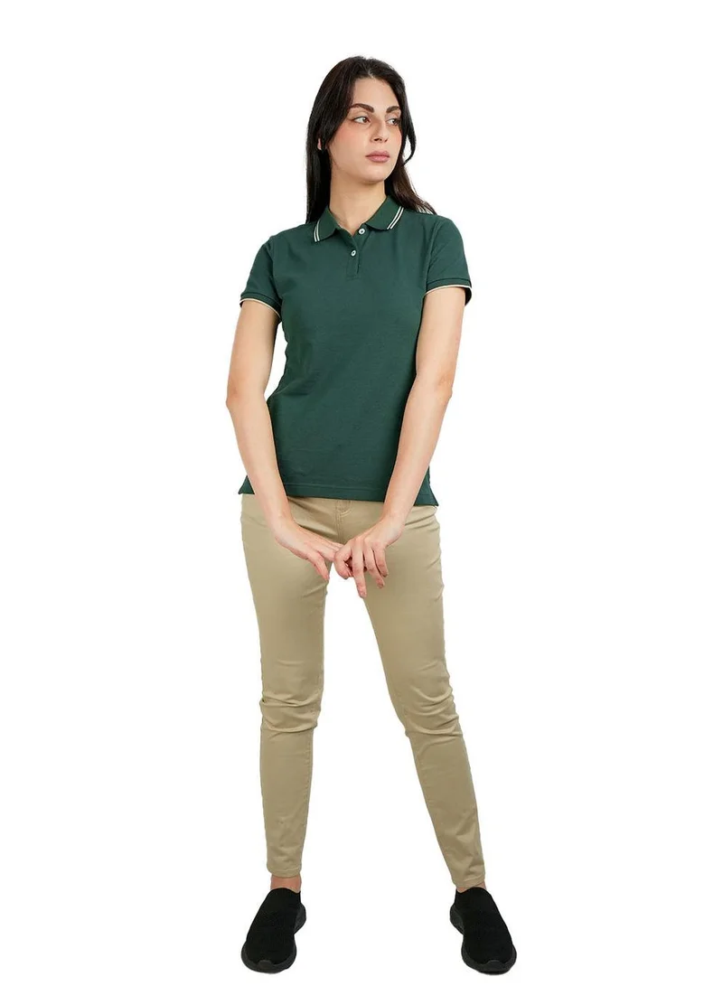 GIORDANO Women's Cotton Lycra Slim Fit Solid Polo