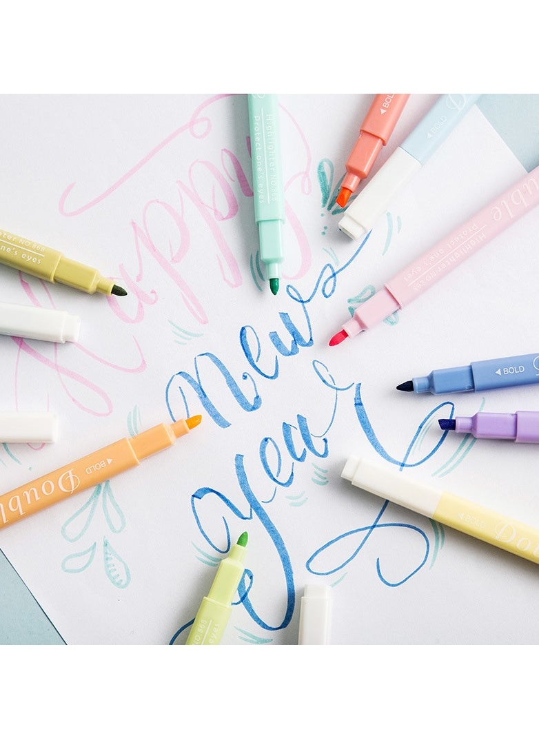 Generic - Double Ended Highlighters 12 Colors Quick Dry Highlighter Set Ideal for Journaling and Note Taking School Supplies - Image 1