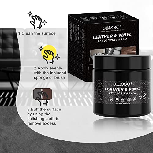 SEISSO Leather Recoloring Balm, Leather Repair Kit for Furniture, Leather Scratch Remover, Leather Color Restorer for Couch, Leather Dye Paint for Faded, Cracked and Damaged Leather (Black) - Image 4