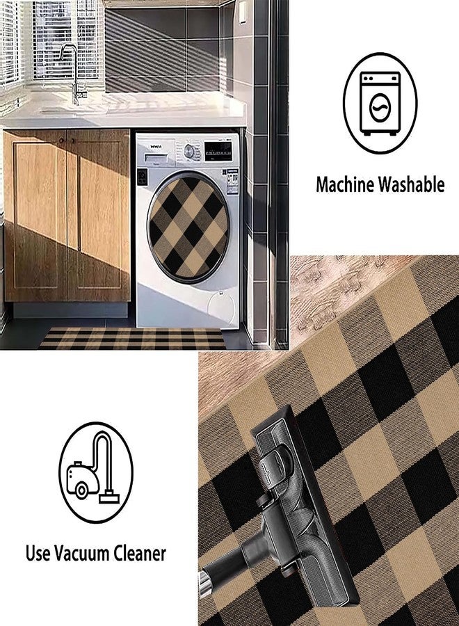 BUAGETUP Washable Outdoor Rug 3'x5',Black and Tan Checkered Rug Cotton Woven Washable Farmhouse Front Door Mat Outdoor for Entryway,Patio,Bedroom,Hello Welcome Mat - Image 3