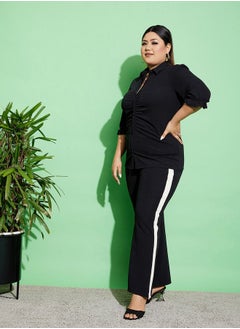 SASSAFRAS Ruched Front Shirt & Flared Pants Co-Ords  - Image 3