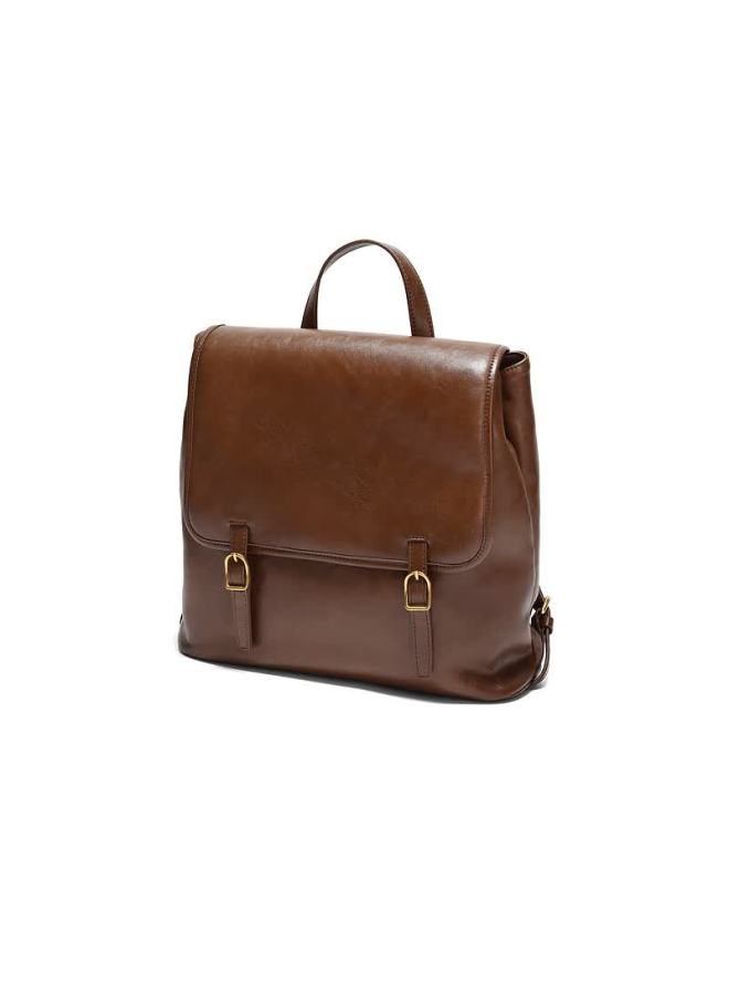 Belle Women's Oil Wax Texture Handbag Large Capacity Flap Backpack F3059ax6 Brown - Image 1