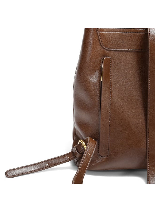 Belle Women's Oil Wax Texture Handbag Large Capacity Flap Backpack F3059ax6 Brown - Image 2