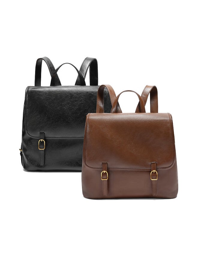 Belle Women's Oil Wax Texture Handbag Large Capacity Flap Backpack F3059ax6 Brown - Image 4