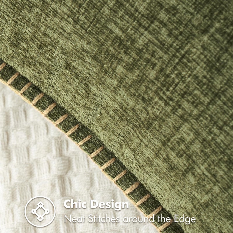 MIULEE Pack of 2 Couch Throw Pillow Covers 18x18 Inch Olive Green Farmhouse Decorative Pillow Covers with Stitched Edge Soft Chenille Solid Dyed Spring Pillow Covers for Sofa Bed Living Room - Image 2