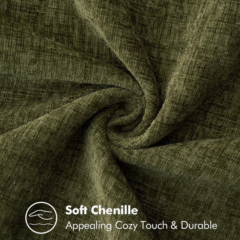 MIULEE Pack of 2 Couch Throw Pillow Covers 18x18 Inch Olive Green Farmhouse Decorative Pillow Covers with Stitched Edge Soft Chenille Solid Dyed Spring Pillow Covers for Sofa Bed Living Room - Image 4