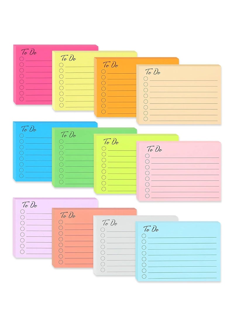 Generic 12 Packs To Do List Sticky Notes, Colorful Self-Stick Notes Pad with Lines, Do List Notepads for School Office Meeting Home Plan Reminder  - Image 1