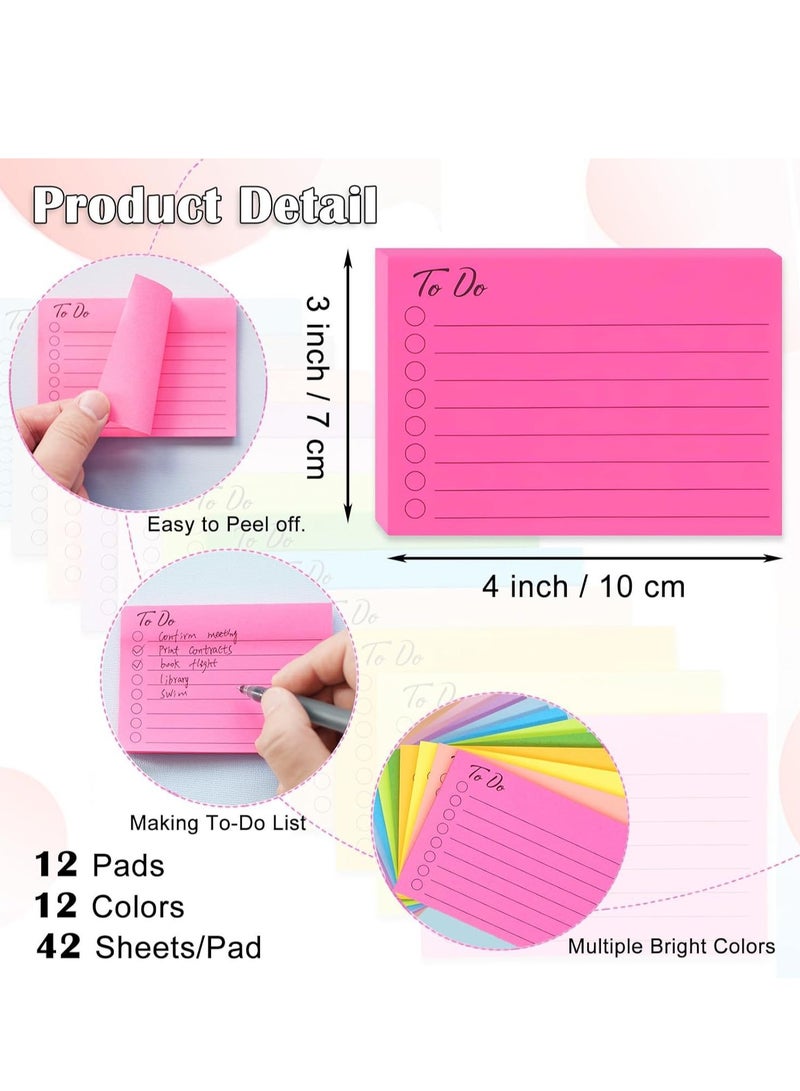 Generic 12 Packs To Do List Sticky Notes, Colorful Self-Stick Notes Pad with Lines, Do List Notepads for School Office Meeting Home Plan Reminder  - Image 2
